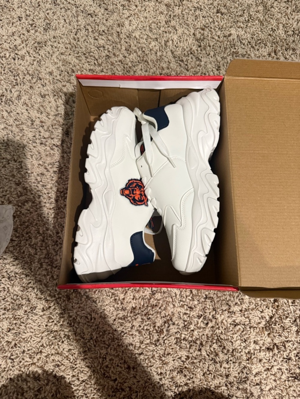 Nwt Chicago bears Chunky White Sneakers with Navy Accents and Orange Logo